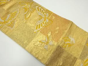 アンティーク　市松に蝶模様織出し袋帯（材料）